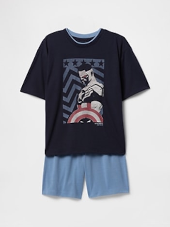 Kids Marvel Captain America Recycled PJ Short Set