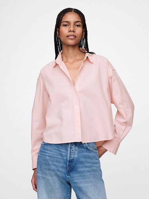 Image number 1 showing, Organic Cotton Oxford Crop Big Shirt