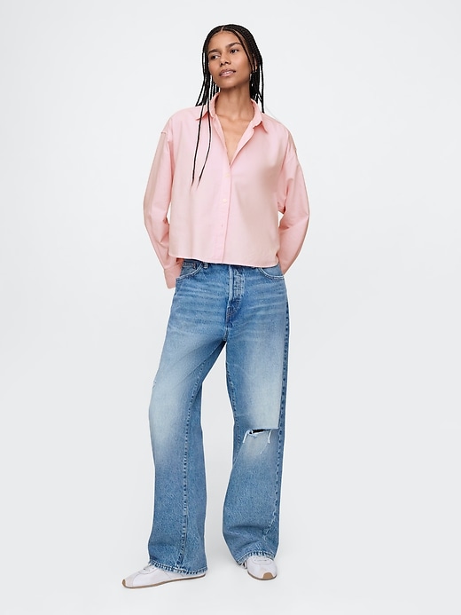 Image number 3 showing, Organic Cotton Oxford Crop Big Shirt