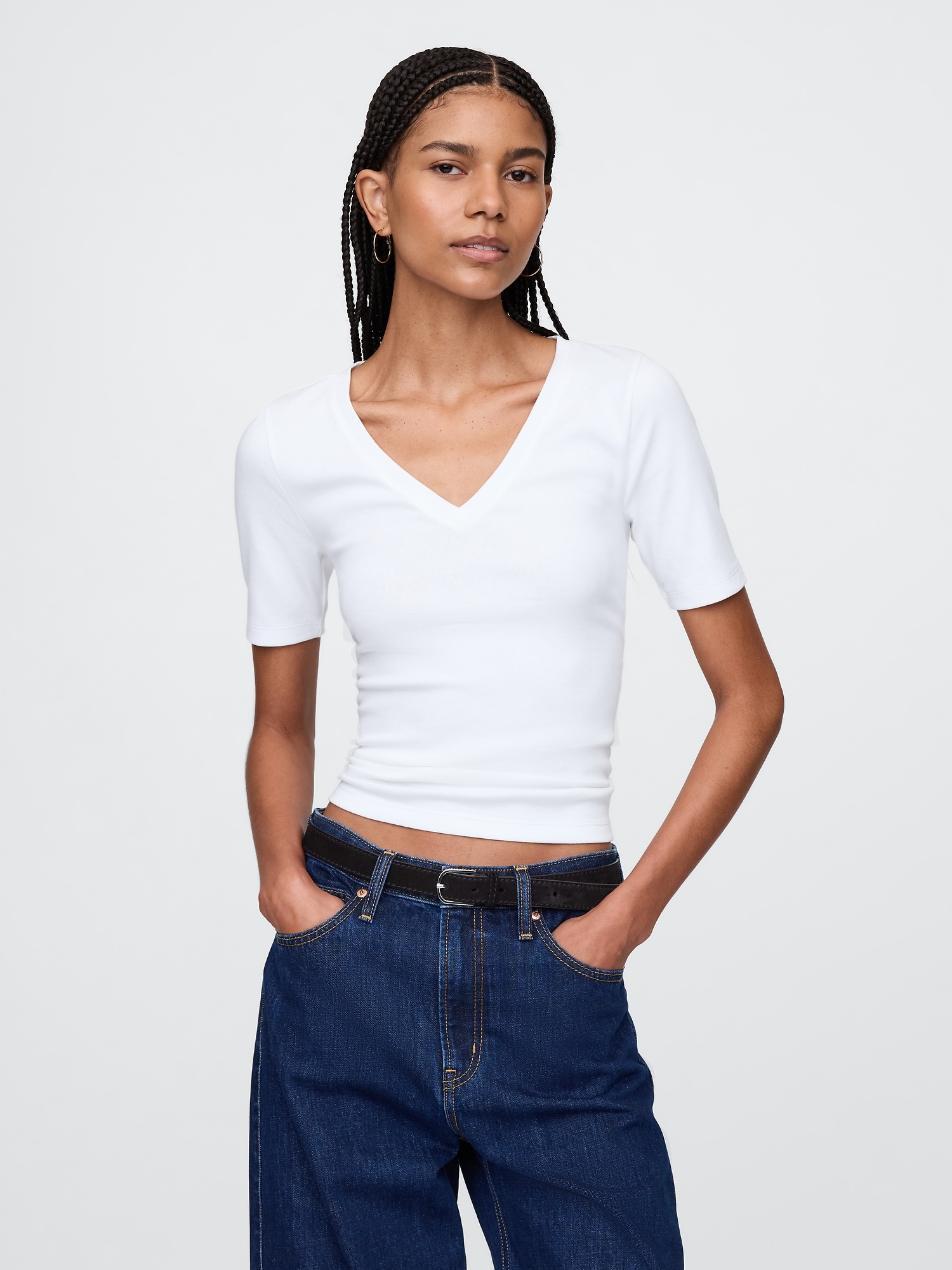 Gap Modern V-neck T-shirt In Fresh White