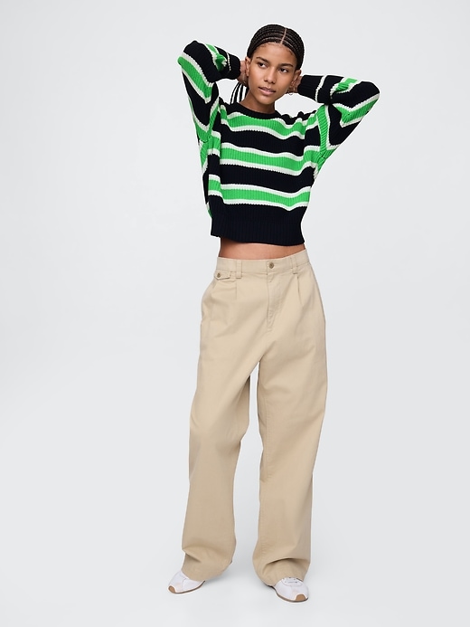 Image number 2 showing, 100% Cotton Shaker-Stitch Crewneck Sweater
