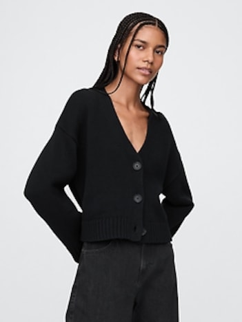 100% Cotton V-Neck Crop Cardigan