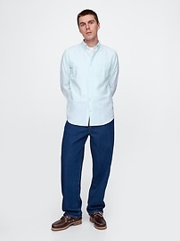 【BAON】[unisex] Nelka Color Oxford Over Shirt Color Block Oxford FROG Short Sleeve Button Down Shirt