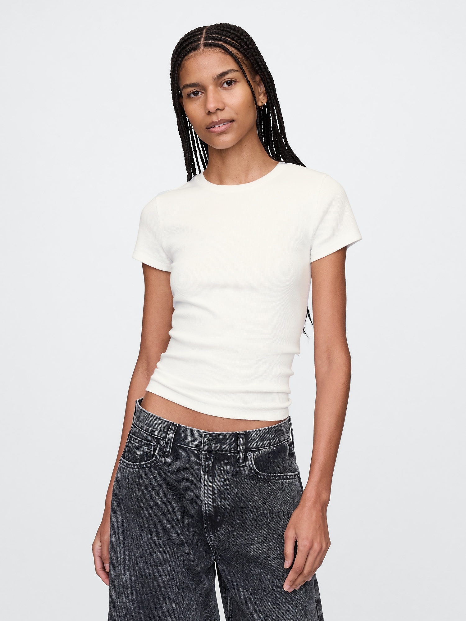 Gap Modern Rib Cropped T-shirt In Off White