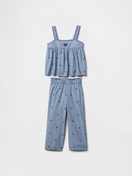 Image number 2 showing, Baby & Toddler Chambray Heart Outfit Set