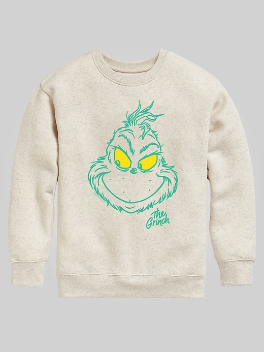 Kids Dr Seuss the Grinch Face Crew Fleece Graphic Sweatshirt Gap