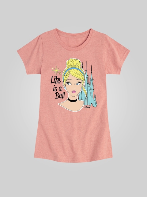 Kids Disney Princess Cinderella Life Is a Ball Fitted Short Sleeve Graphic Tee