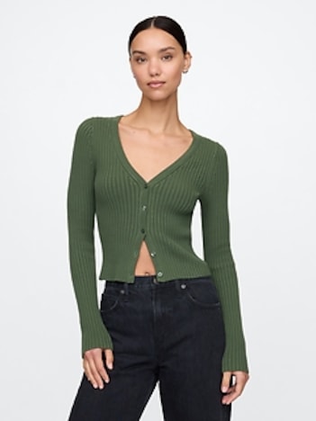 Plaited Rib Crop Cardigan