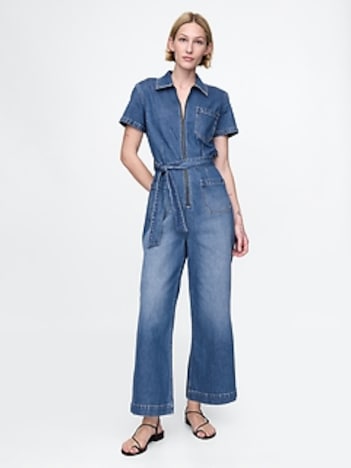 Belted Denim Jumpsuit