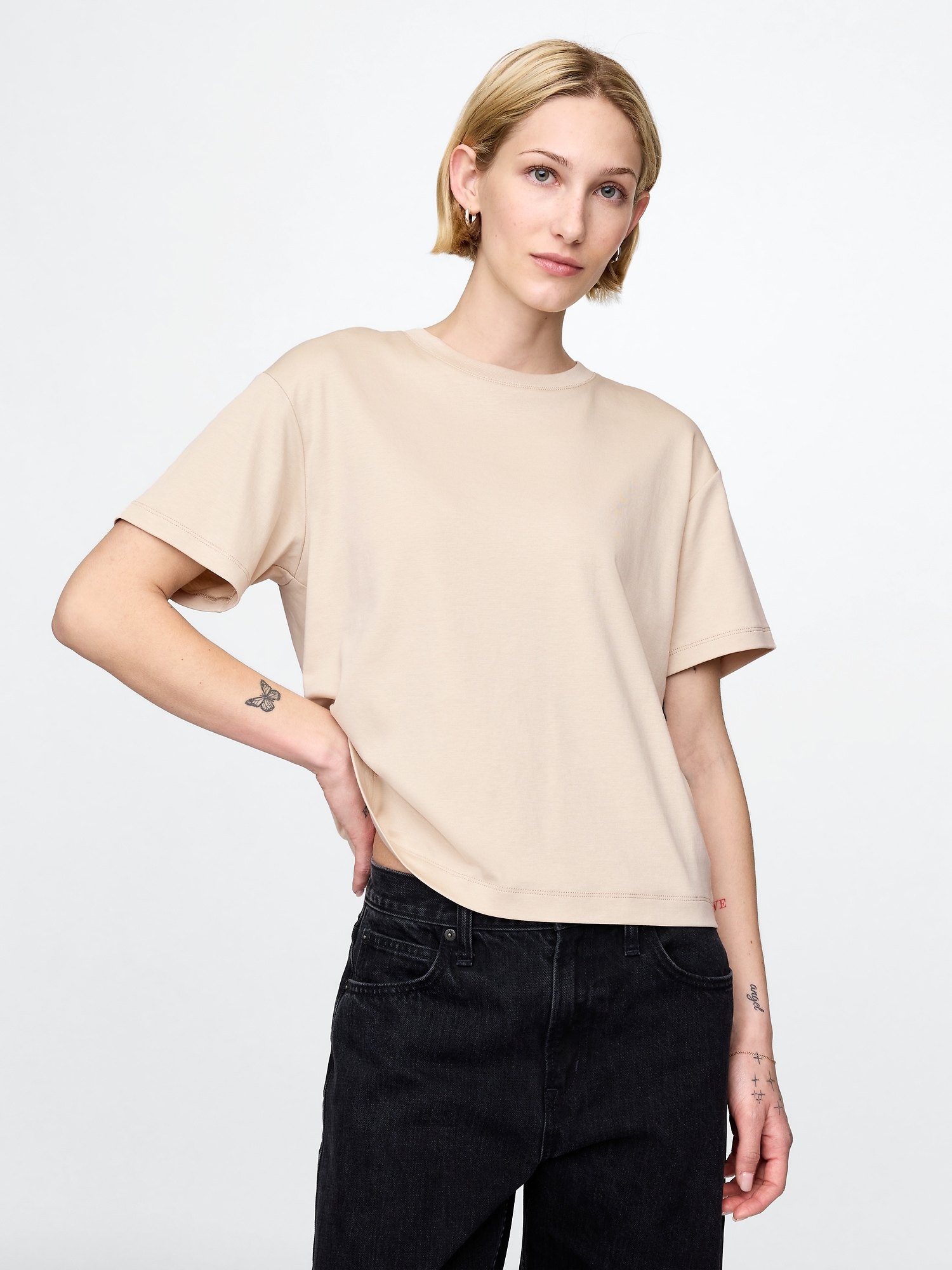 Gap Supima® Cotton Relaxed T-shirt In Bedrock Beige