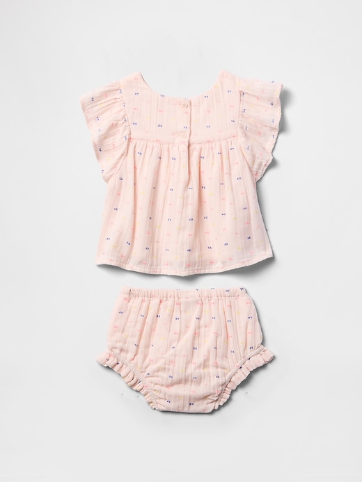 Image number 2 showing, Baby Crinkle Gauze Ruffle Outfit Set