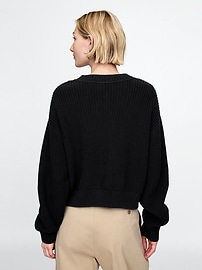100% Cotton Shaker-Stitch V-Neck Sweater