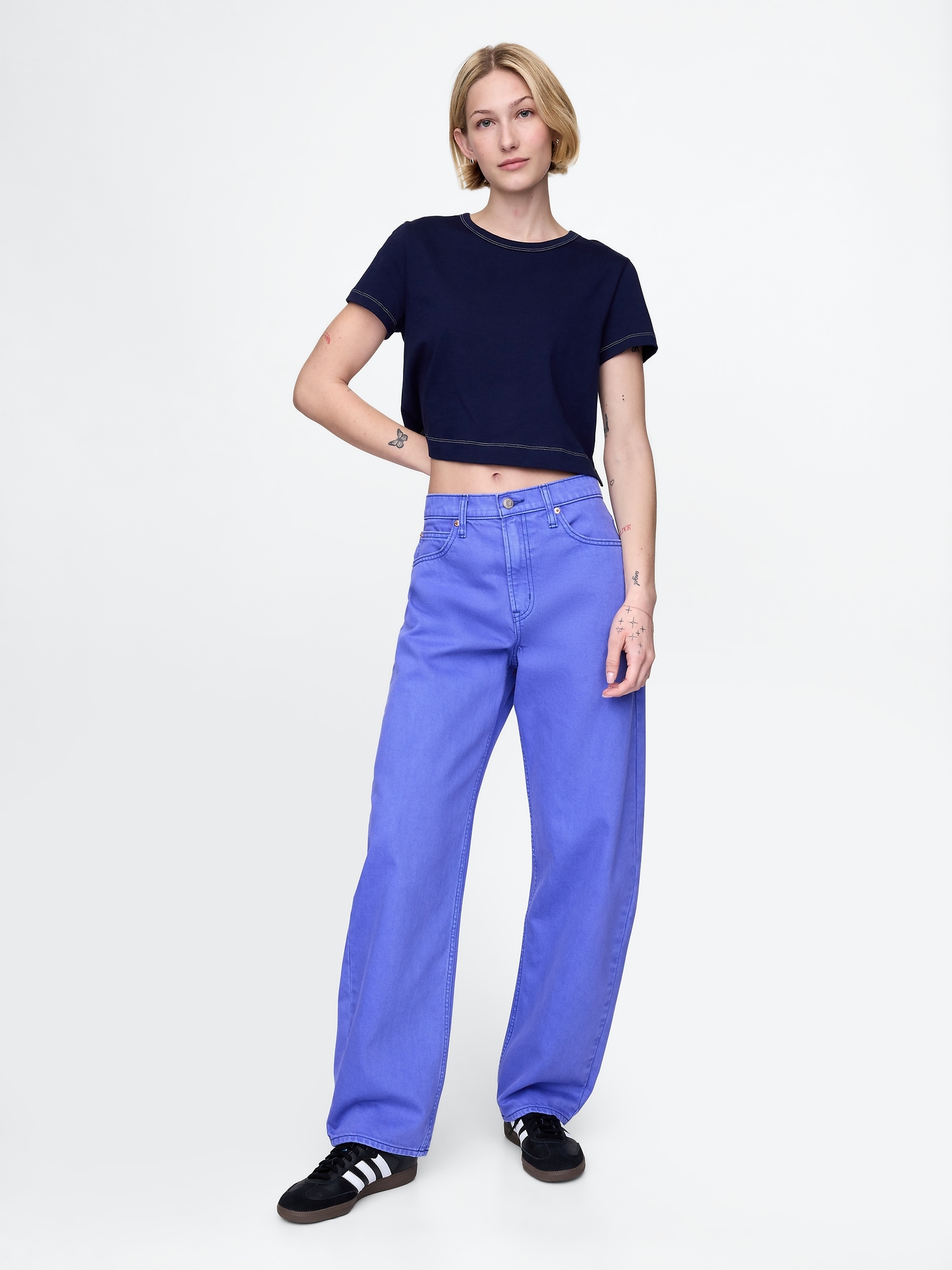 Gap High Rise Barrel Jeans In Dazzling Blue