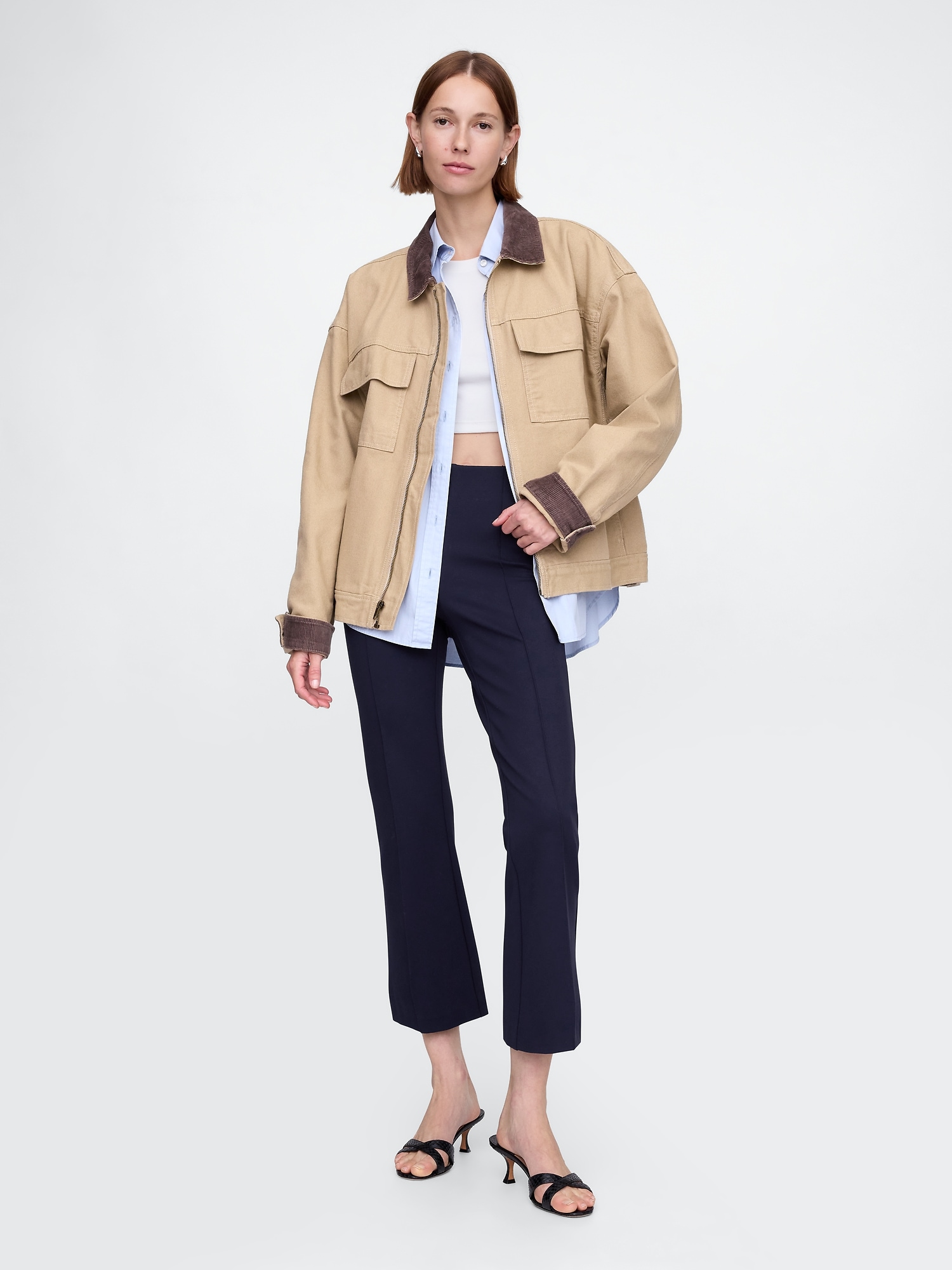 High Rise Ponte Crop Kick Pants - Blue