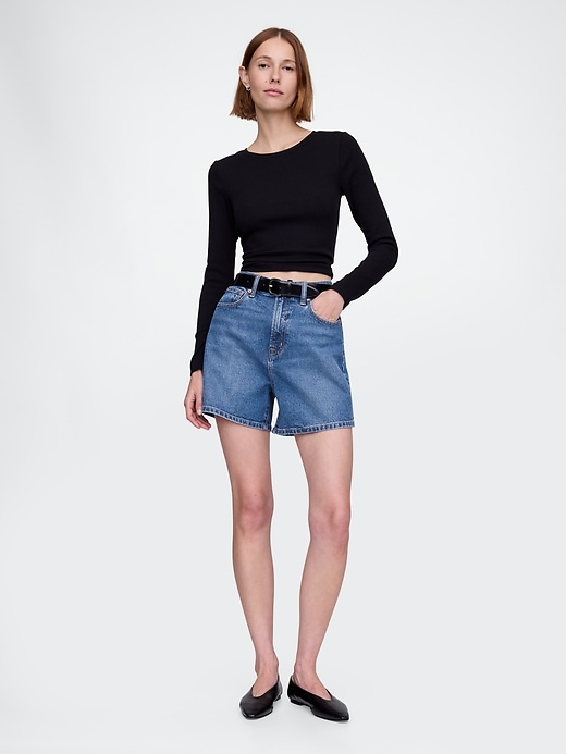 Image number 1 showing, 4.75" High Rise A-Line Denim Short