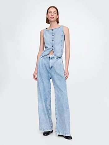 365 High Rise UltraSoft Pleated Denim Trousers