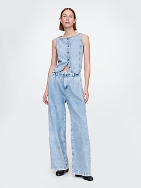 365 High Rise UltraSoft Pleated Denim Trousers