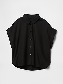 Linen-Blend Cropped Shirt