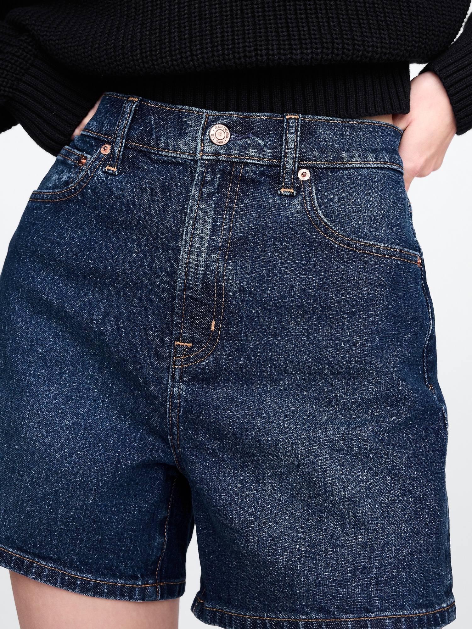 4.75" High Rise A-Line Denim Short