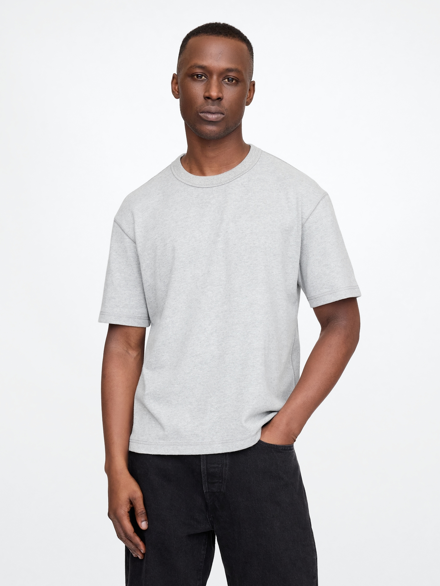 Shop Gap Heavyweight Cropped T-shirt In B10 Grey Heather