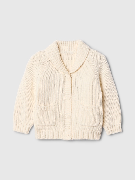 2 of 8 showing, with the color ivory frost of product Baby Heart Shawl Cardigan