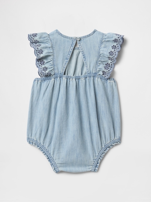 Image number 2 showing, Baby Denim Ruffle Bubble Shorty One-Piece