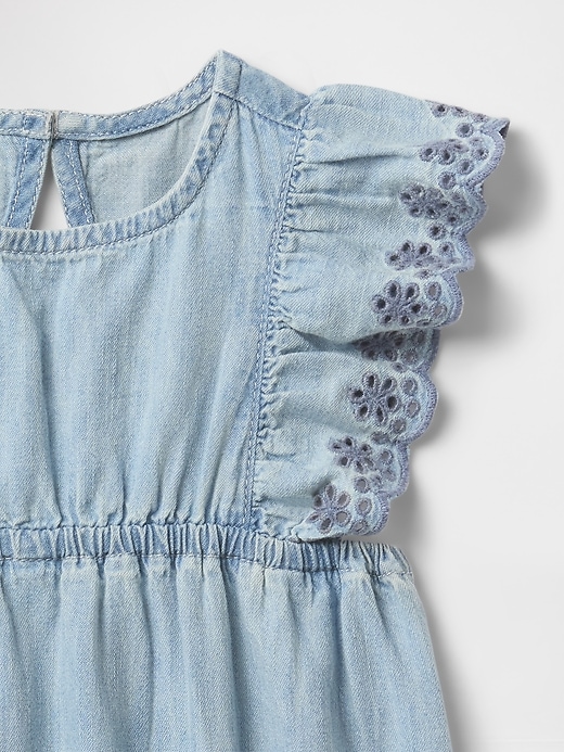 Image number 3 showing, Baby Denim Ruffle Bubble Shorty One-Piece