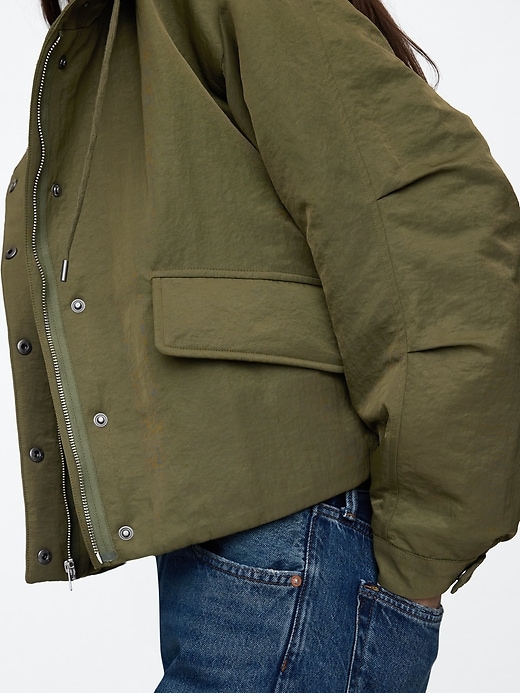 Image number 4 showing, Hooded Nylon Cropped Jacket