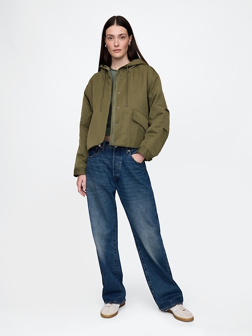 Image number 2 showing, Hooded Nylon Cropped Jacket