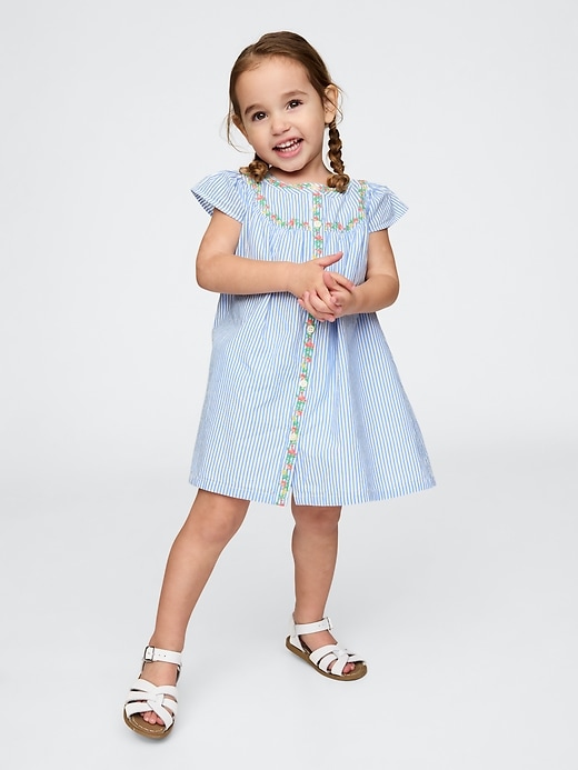 Image number 1 showing, Baby & Toddler Flutter-Sleeve Shirtdress