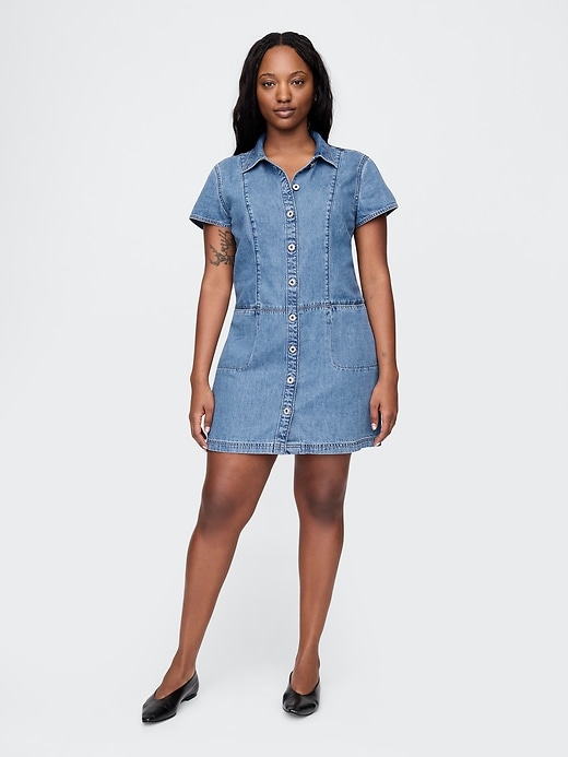 Image number 5 showing, UltraSoft Denim Mini Shift Dress