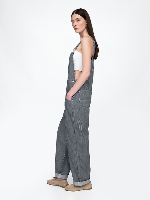 Image number 3 showing, Denim Stripe Loose Overalls