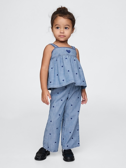 Image number 1 showing, Baby & Toddler Chambray Heart Outfit Set
