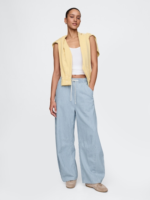 Mid Rise UltraSoft Denim Stripe Easy Horseshoe Jeans