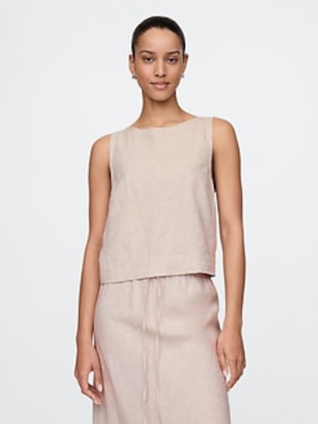 Linen-Blend Shell Tank Top