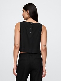 Linen-Blend Shell Tank Top