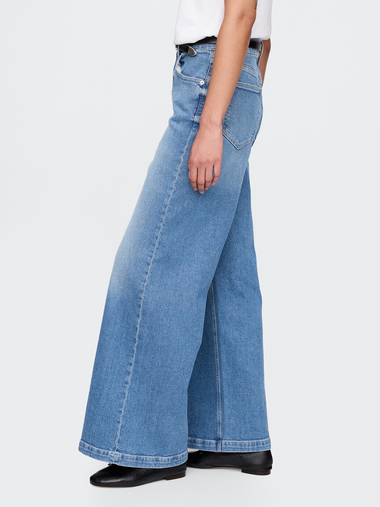 Женские джинсы Gap Extra High Rise Stride Wide-Leg, цвет: Светлый индиго — фото 3