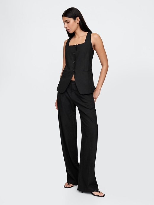 Image number 3 showing, Linen-Blend Square-Neck Longline Vest