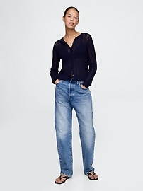 Linen-Blend Pointelle Cardigan
