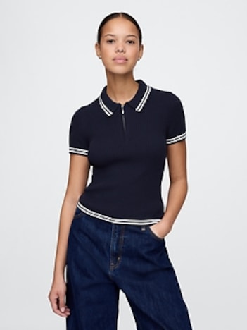 100% Cotton Rib Sweater Polo