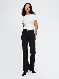 GAP Womens High Rise Straight Fit Jeans, Black Wash, 25 Long