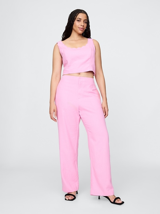 Image number 5 showing, Linen-Blend Relaxed Straight Ankle Pants