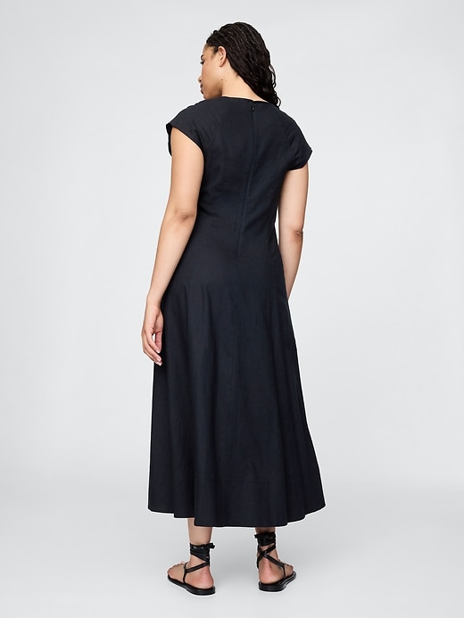 Image number 6 showing, Linen-Blend Cap-Sleeve Maxi Dress