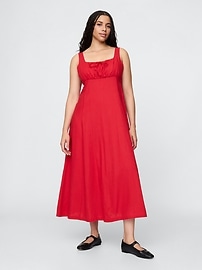 Linen-Blend Maxi Dress