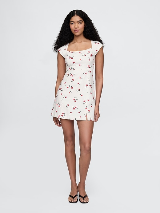 Image number 1 showing, Linen-Blend Cap-Sleeve Mini Dress