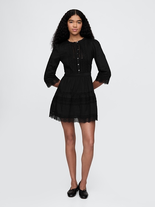 Image number 1 showing, Lace-Trim Mini Dress