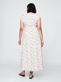 Linen-Blend Cap-Sleeve Maxi Dress