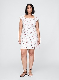 Linen-Blend Cap-Sleeve Mini Dress