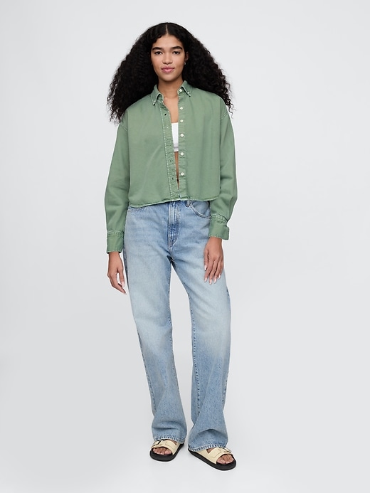 Image number 3 showing, UltraSoft Denim Cropped Big Shirt