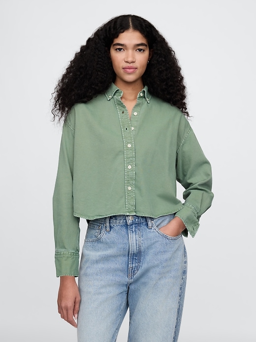 Image number 1 showing, UltraSoft Denim Cropped Big Shirt